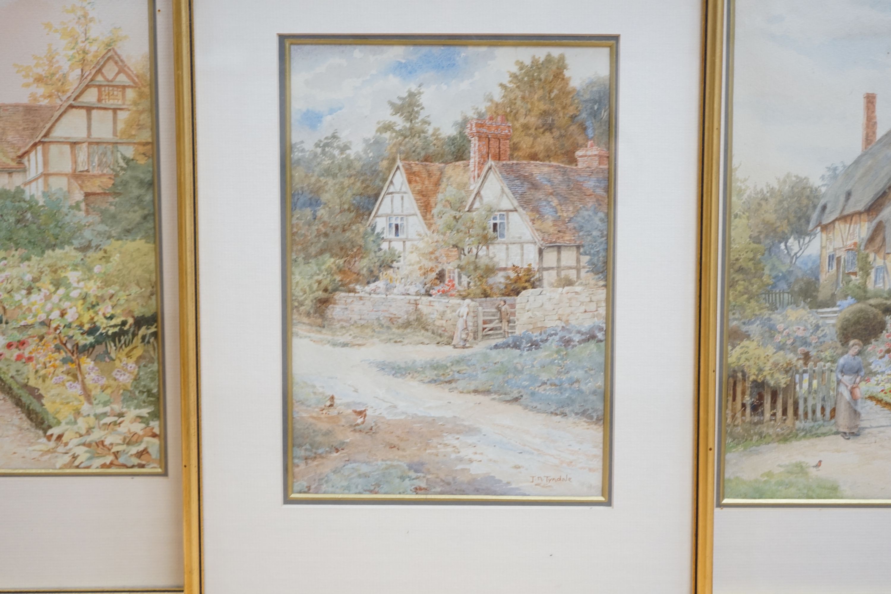 Thomas Nicholson Tyndale (1860-1930), three watercolours, 'Near Stourbridge, Worcestershire', 'Anne Hathaway's Cottage' and 'Astley Town', signed, largest 32 x 23cm